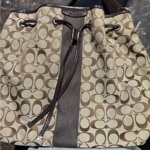 Coach Tan and Brown Signature Crossbody Bag